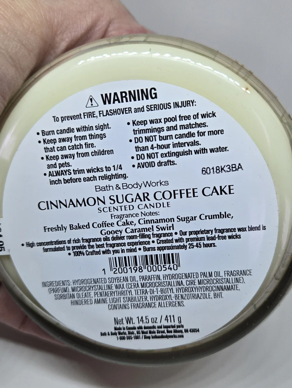 CINNAMON SUGAR COFFEE CAKE 3-Wick Candle - Picture 4 of 4